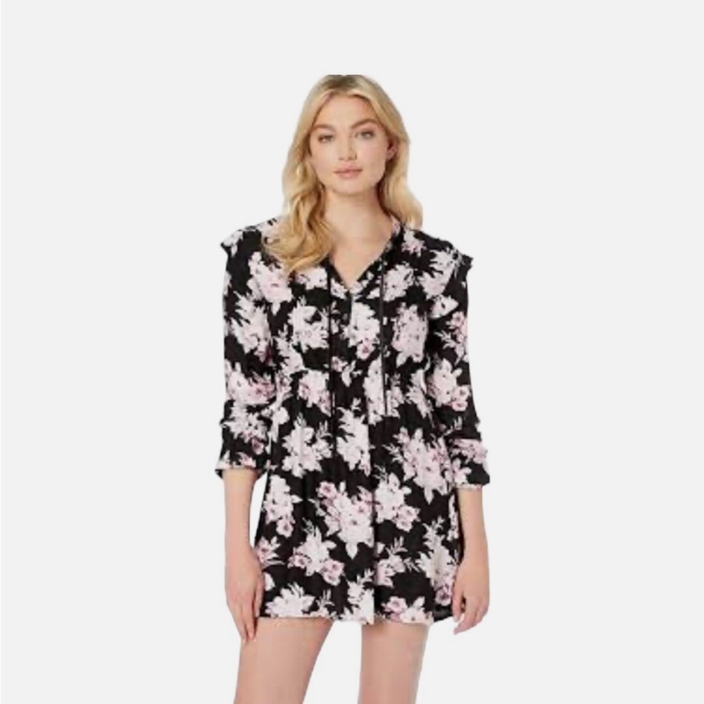 Volcom Floral Black and Pink Mini Dress - Small